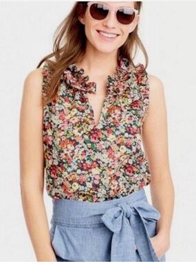 J. Crew Liberty Floral Ruffle Sleeveless Top - Multicolor size 4
